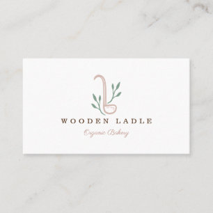 Bakkerij Business Ladle & Natural Floral Logo Visitekaartje