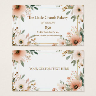 Bakkerij Cadeaubon, Waterverf Bloemen, Op Maat Visitekaartje