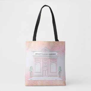 Bakkerij Cafe Illustratie Pink Glitter Canvas ta Draagtas