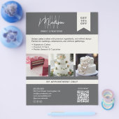 Bakkerij Cake Aangepaste Monogram Logo Grijs Flyer (Enkel)