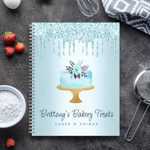 Bakkerij Cake Turquoise Gebak Glitter Druppels Des Notitieboek