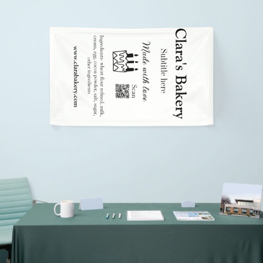 Bakkerij cake voeg ingrediënten toe gemaakt met li spandoek (Beurs)