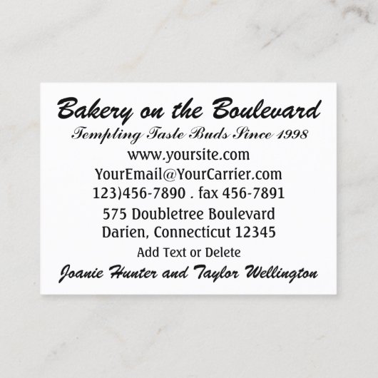 Bakkerij/catering/restaurant - SRF Visitekaartje (Achterkant)