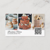 Bakkerij/Chef/Catering 4-foto QR Code Modern Scrip Visitekaartje (Voorkant)