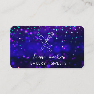 Bakkerij Chef met Whisk Rolling Pin Paarse Blauw Visitekaartje