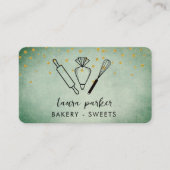 Bakkerij Chef Whisk Rolling Pin Piping Bag Groen Visitekaartje (Voorkant)