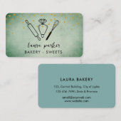Bakkerij Chef Whisk Rolling Pin Piping Bag Groen Visitekaartje (Voorkant / Achterkant)