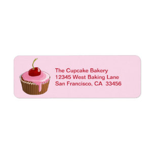 Bakkerij Cherry Cupcake Pick Color Business Sticke Etiket