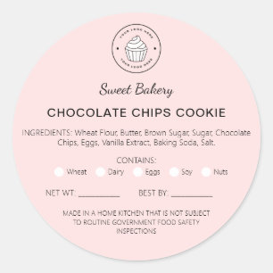 Bakkerij Cottage Voedselwet Cookies Ronde Sticker
