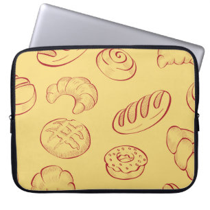 Bakkerij, croissant, vintage voor levensmiddelen n laptop sleeve