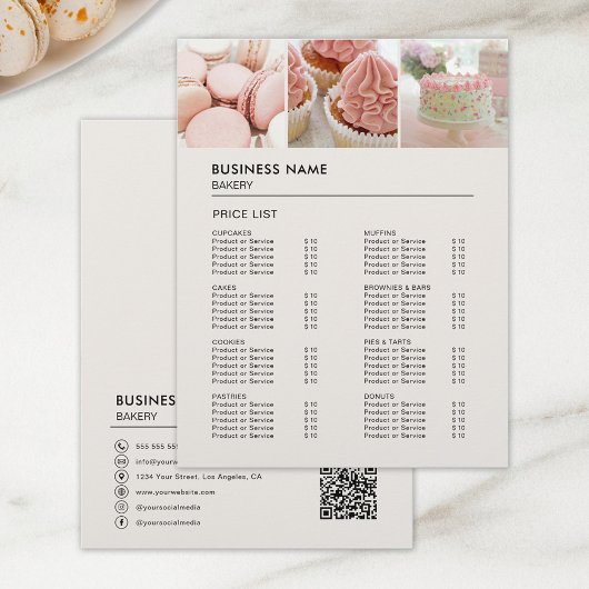 Bakkerij Cupcake Cake Shop prijslijst Flyer