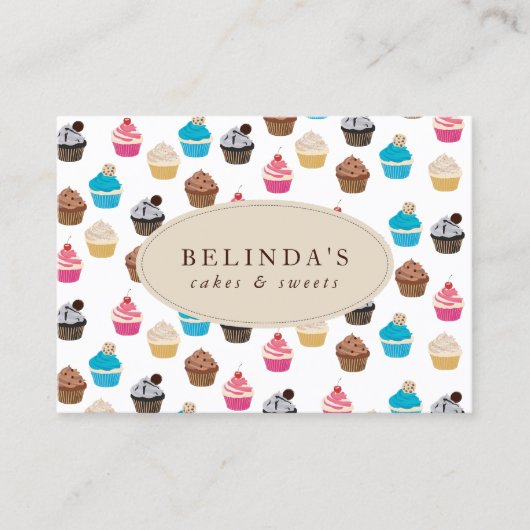 Bakkerij Cupcakes Snoepjes Bakken QR Code Social M Visitekaartje (Voorkant)