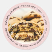 Bakkerij Custom Foto Cookies Roze Ronde Sticker (Voorkant)