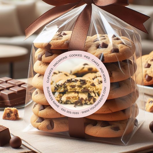 Bakkerij Custom Foto Cookies Roze Ronde Sticker