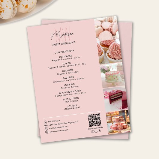 Bakkerij Custom Monogram Foto QR Producten Flyer