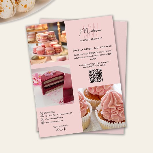 Bakkerij Custom Monogram Logo Pink Flyer