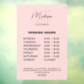 Bakkerij Custom Monogram Logo Roze Openingstijden Raamsticker (Vel 3)