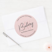 Bakkerij Custom Monogram Logo Roze Ronde Sticker (Envelop)