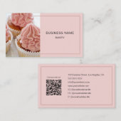Bakkerij Custom Photo QR Code Minimal Pink Visitekaartje (Voorkant / Achterkant)
