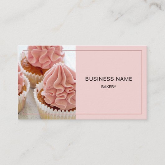 Bakkerij Custom Photo QR Code Minimal Pink Visitekaartje (Voorkant)