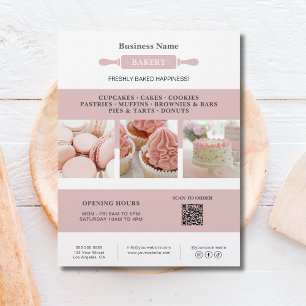Bakkerij Deegroller Wit Roze Zakelijke Marketing Flyer