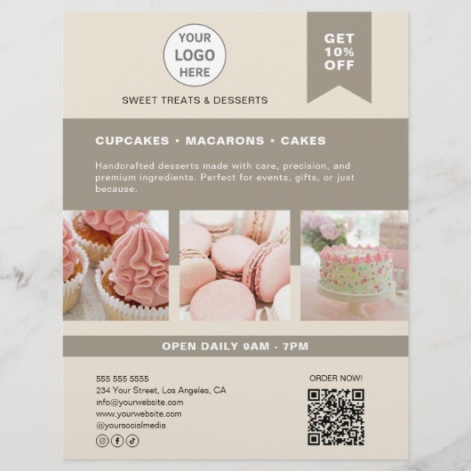 Bakkerij Eigen Logo Beige Flyer (Voorkant)