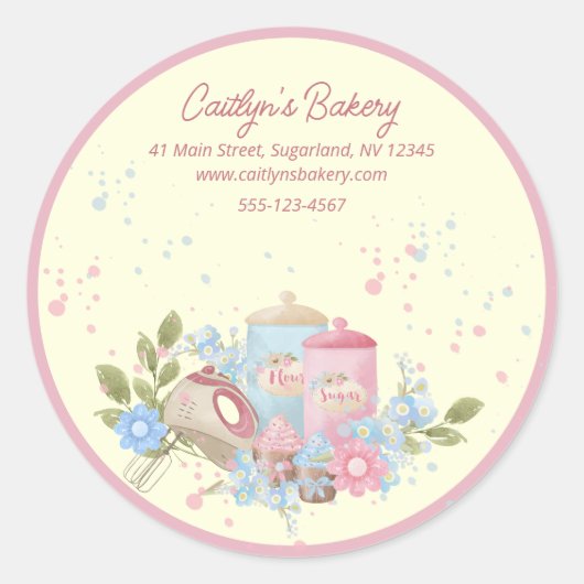 Bakkerij en banketbakkerswinkel - Aangepaste roze  Ronde Sticker (Voorkant)