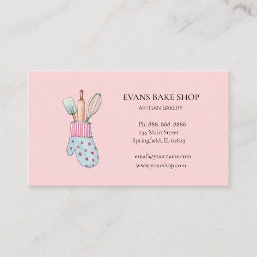 Bakkerij en visitekaartje van de mittenroze bakker (Voorkant)
