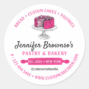 Bakkerij Gebak Cake Roze Cute Ronde Sticker