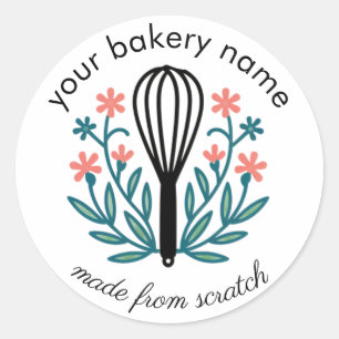 Bakkerij Gebak Chef Stickers Retro Bakken Label