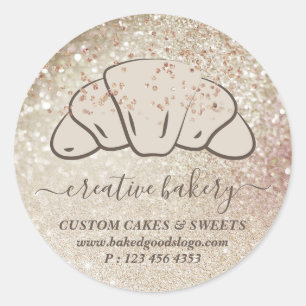 Bakkerij Gebak glitters glans croissant koekjes Ronde Sticker