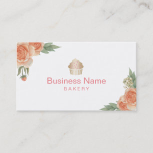 Bakkerij Gold Cupcake Logo  Floral Visitekaartje