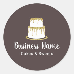 Bakkerij Gouden Cake Logo Sweet Boutique Chef Eleg Ronde Sticker