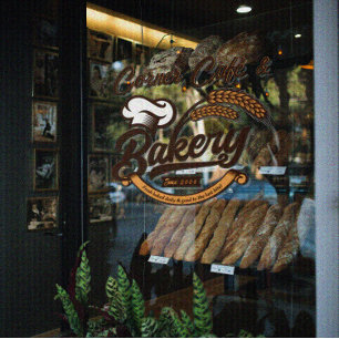 Bakkerij graan vintage banner aardtinten personali raamsticker