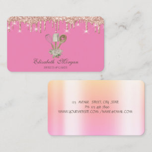Bakkerij Handgereedschap Glitter Roze Goud Drips B Visitekaartje