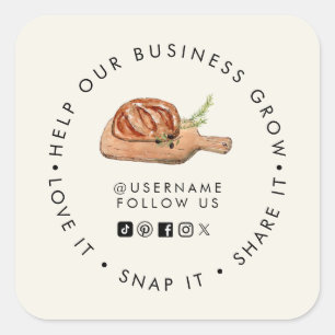 Bakkerij Help onze zaken groeien Sociale media Vierkante Sticker