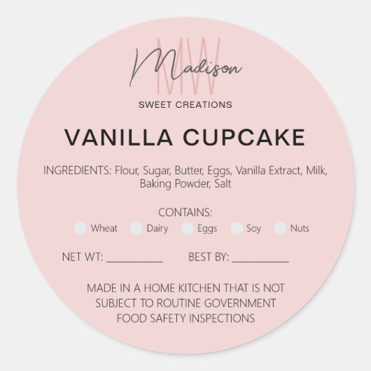 Bakkerij Home Allergie Wettelijke licentie Ronde Sticker (Voorkant)