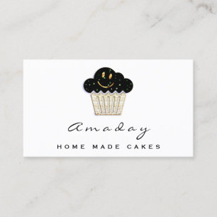 Bakkerij Home Made Cake Logo Muffin Smile Gold Visitekaartje