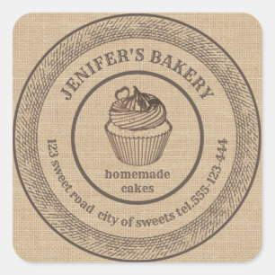  bakkerij Homemade cupcakes bakkerij Vierkante Sticker