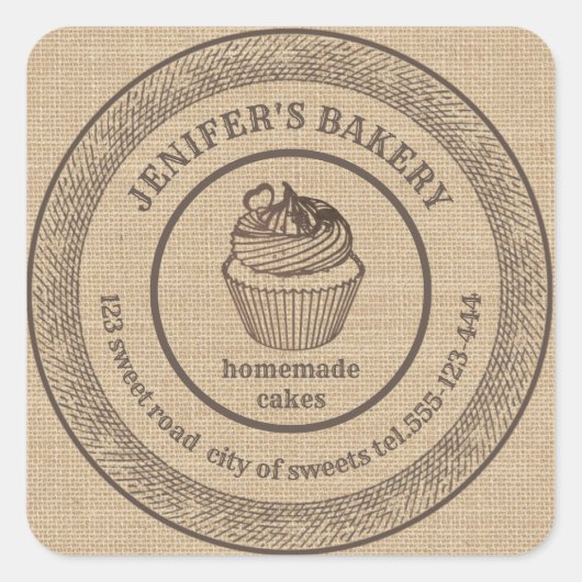 bakkerij Homemade cupcakes bakkerij Vierkante Sticker (Voorkant)