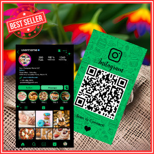 Bakkerij Instagram Chef Green Pastry Caterer QR Visitekaartje