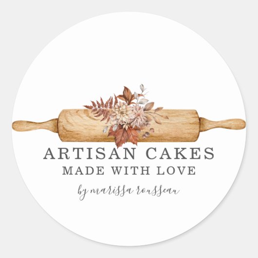 Bakkerij Kaas Rolling Pin Productlabel Ronde Sticker (Voorkant)