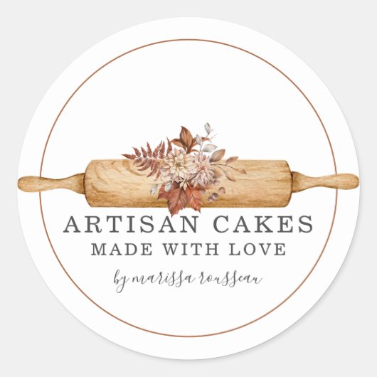 Bakkerij Kaas Rolling Pin Productlabel Ronde Sticker (Voorkant)