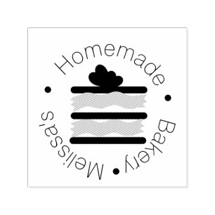 Bakkerij Logo Bakken Cake Slice Hart Spikkels Zelfinktende Stempel