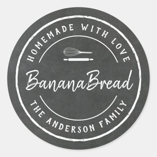 Bakkerij-Logo Homemade Baking Gift Chalkboard Ronde Sticker (Voorkant)