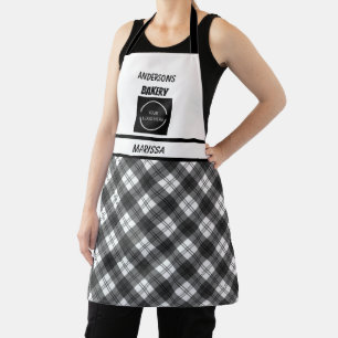 Bakkerij logo Zwart & Wit Plaid Schort