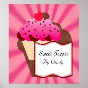 Bakkerij met zoete cupcake poster