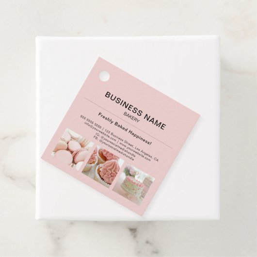 Bakkerij Minimal Pink Custom Photo Business Label (In situ)