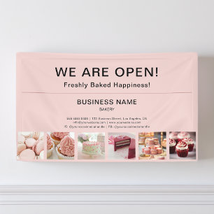 Bakkerij Minimal Pink Photo We zijn open Spandoek