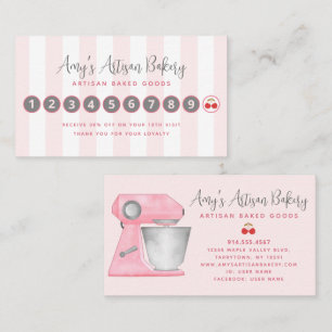 Bakkerij Mixer Blush Roze Witte Strepen Gebak Chef Klantenkaartje